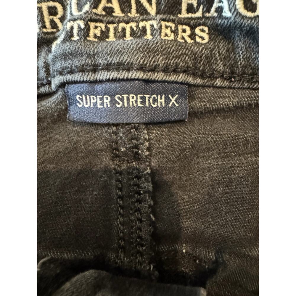American Eagle Super Hi-Rise Stretch Jegging Black Distressed Skinny Jeans Sz 6 - Picture 5 of 10